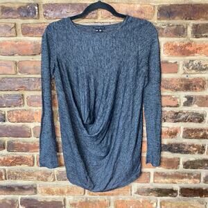 Theory Charcoal Gray Black Draped Calvana Galaxy Sheer Top Women's Size P XS